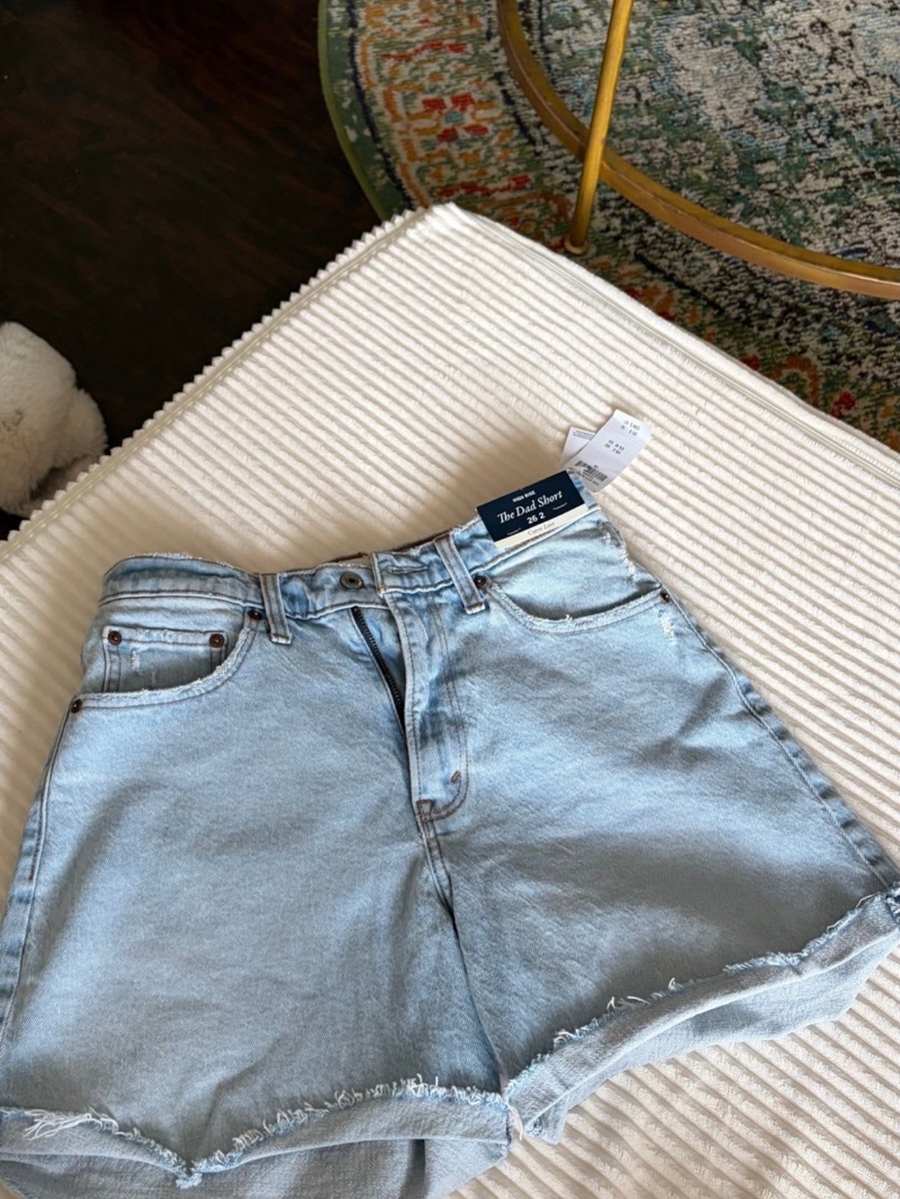 Abercrombie & Fitch Light Blue High-Rise Frayed Denim Shorts